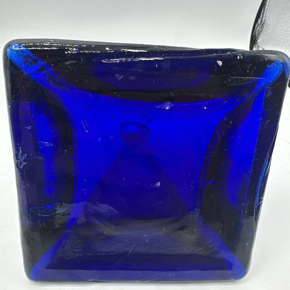 Cobalt Blue  Handcrafted Glass Pyramid Oil Lamp 4
